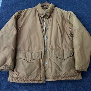 Vintage Woolrich Jacket Mens Large Brown Goose Down Parka Coat Outdoor 80s